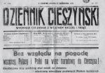 Dziennik Cieszyński z 27 X 1918 r. zachęcający do przybycia na wiec do Cieszyna